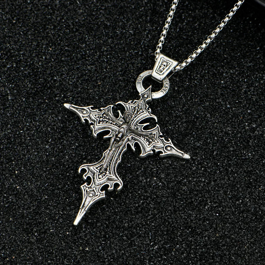 Collar con dije de cruz y calavera en aleación, estilo gótico - imagen 5