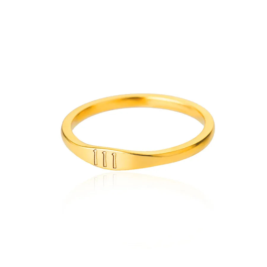 Anillo de números de acero inoxidable con detalle dorado, unisex - imagen 6
