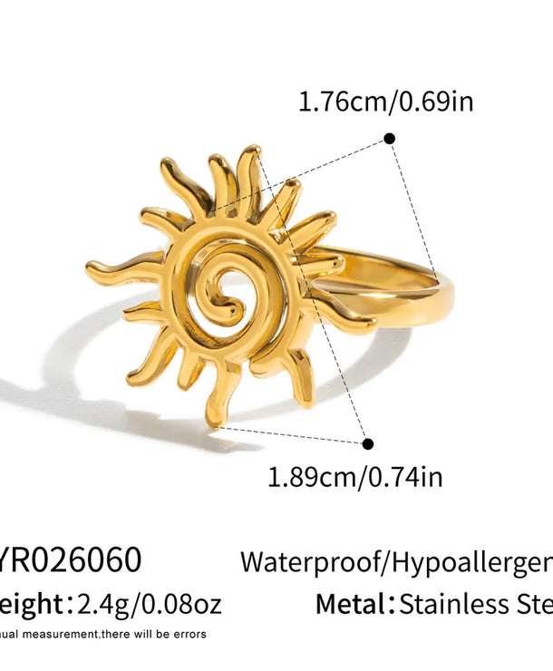 Anillo de acero inoxidable 304 con diseño de sol, hipoalergénico - imagen 7