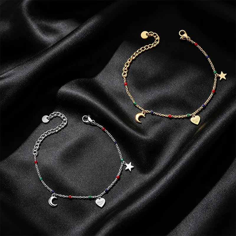 Pulsera XUPING de acero 304 con diseño de luna en esmalte para mujer