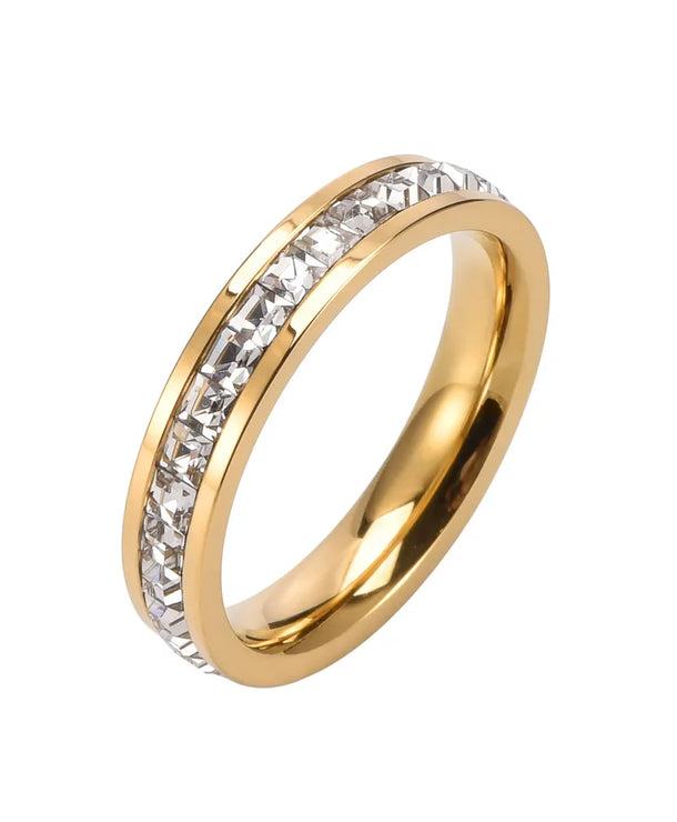 Anillos de acero 304 con baño de oro 18K para pareja, diseño circular - imagen 8