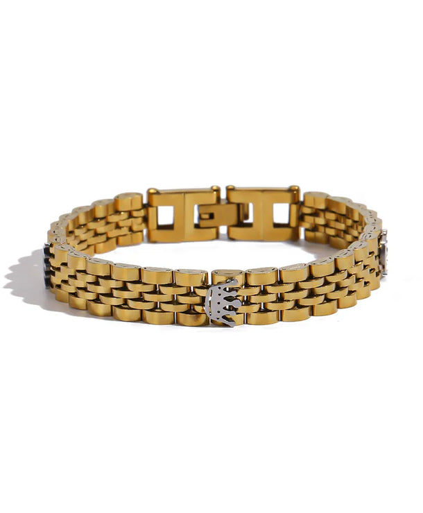 Brazalete de corona para hombre en acero 201 con cadena tipo reloj - imagen 7
