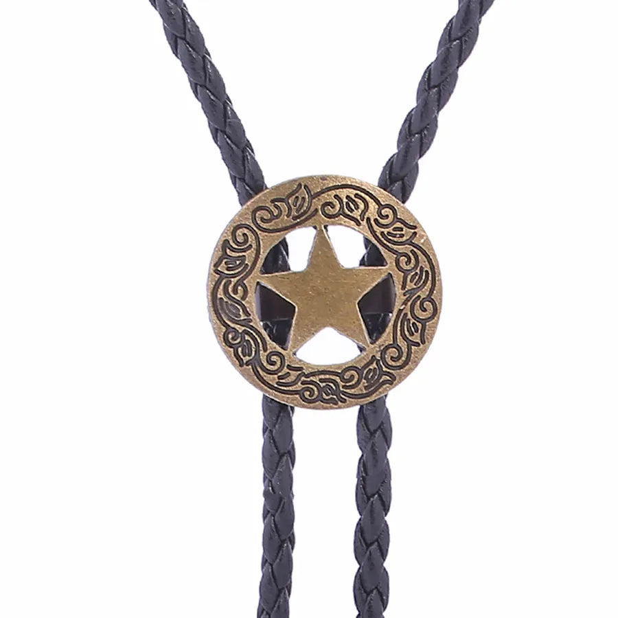 Corbata bolo de aleación con cordón de piel y dijes de estrella y calavera - imagen 40
