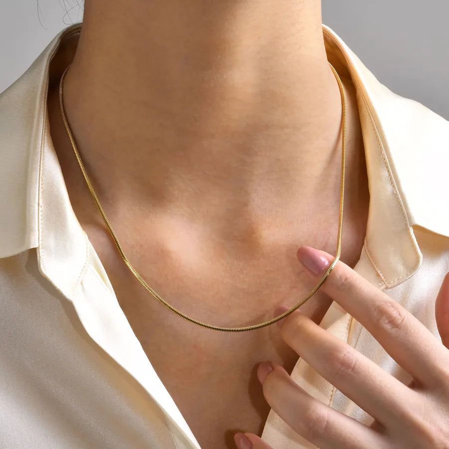 Collar de cadena serpiente de acero 201 con baño dorado para mujer - imagen 5