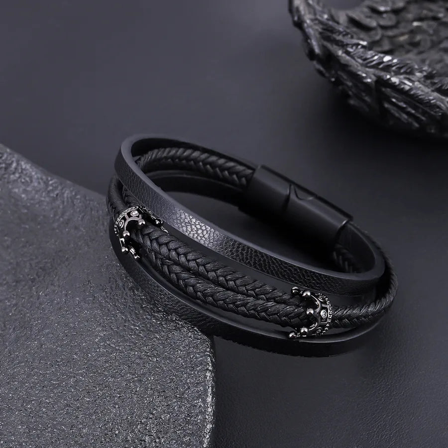Pulsera de piel con dije de corona y broche magnético, unisex - imagen 6