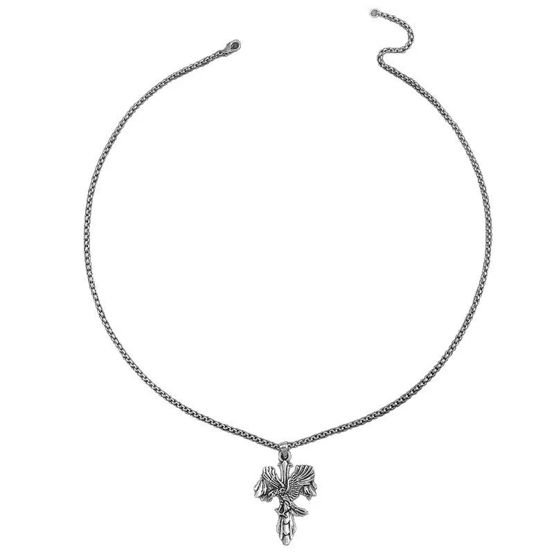Collar con dije de águila y cruz estilo hip-hop en aleación - imagen 5