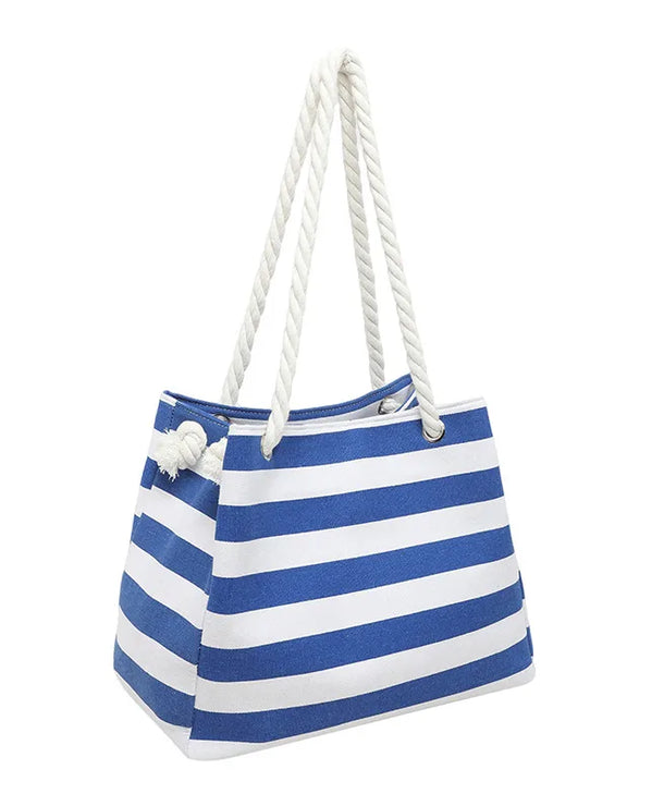 Bolso tote de lona con estampado de rayas y correa bandolera para mujer - imagen 5