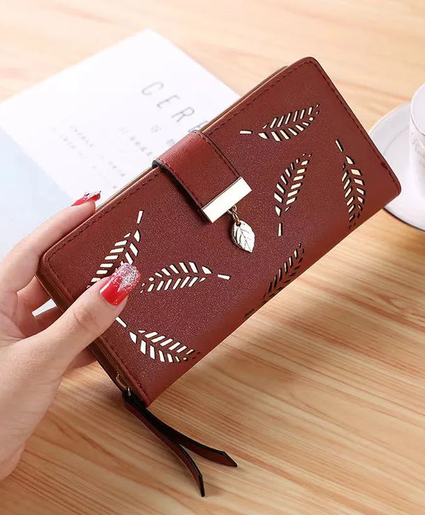 Cartera larga de piel sintética para mujer con diseño geométrico vintage - imagen 9