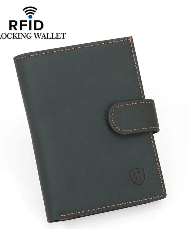 Portapasaportes de piel genuina con protección RFID y diseño color block - imagen 2