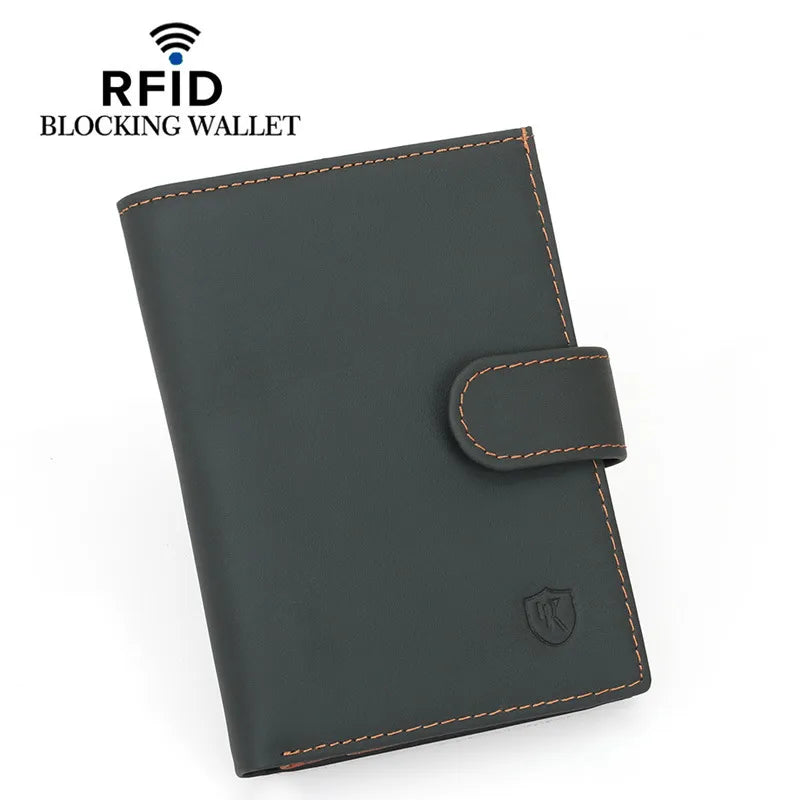 Portapasaportes de piel genuina con protección RFID y diseño color block - imagen 2