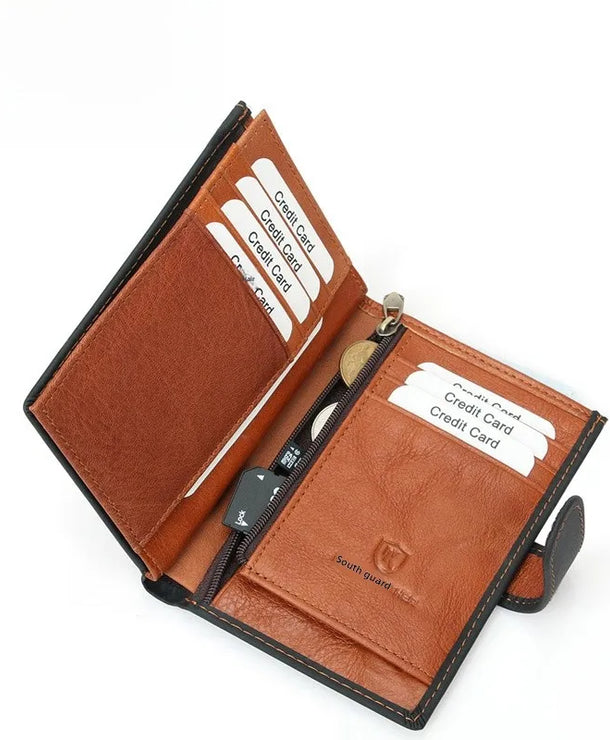 Portapasaportes de piel genuina con protección RFID y diseño color block - imagen 5