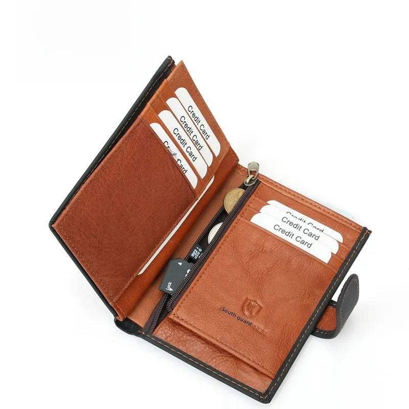 Portapasaportes de piel genuina con protección RFID y diseño color block - imagen 5