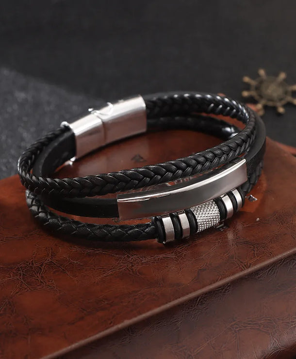 Pulsera de piel trenzada unisex con broche magnético de aleación - imagen 2