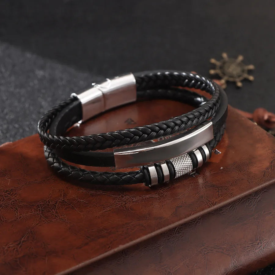 Pulsera de piel trenzada unisex con broche magnético de aleación - imagen 2
