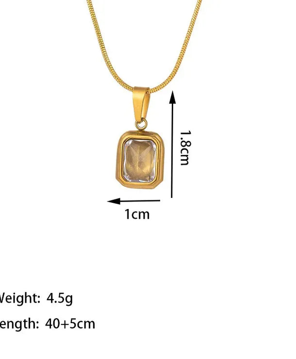 Collar con dije cuadrado de acero 304 con baño de oro 18K para mujer - imagen 6