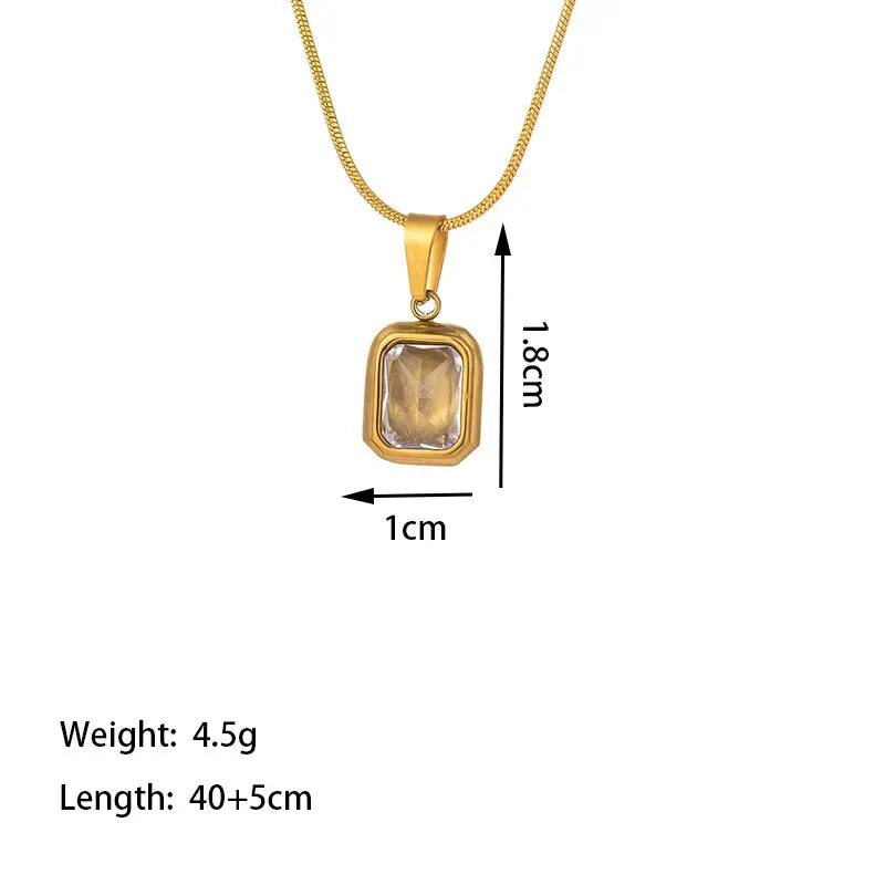 Collar con dije cuadrado de acero 304 con baño de oro 18K para mujer - imagen 6