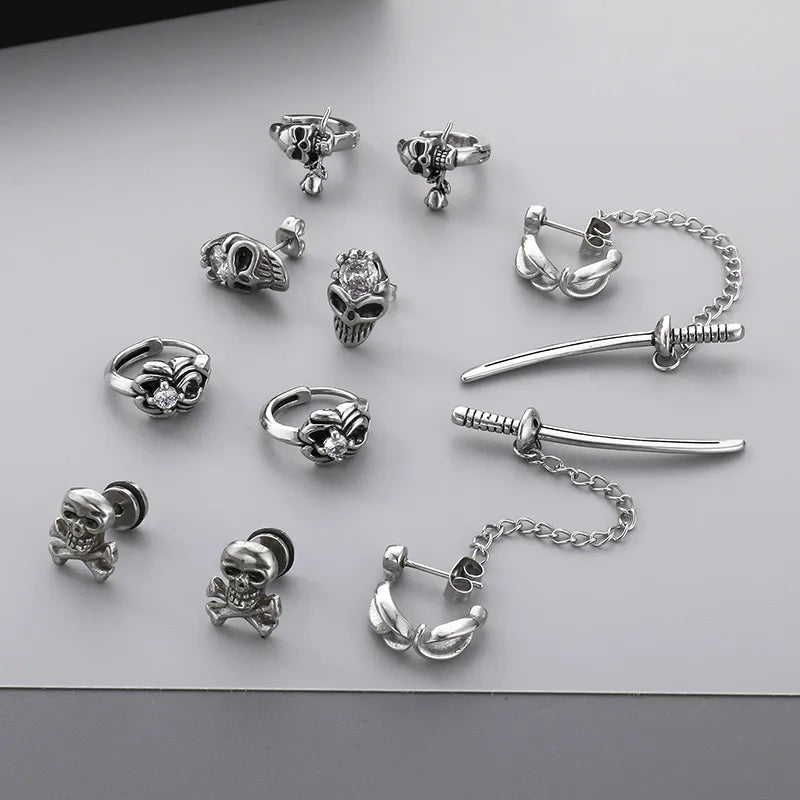 Aretes de acero 304 con dije de calavera e incrustación de circonia - imagen 6
