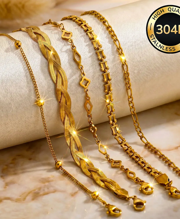 Pulsera de acero inoxidable 304 con diseño geométrico para mujer - imagen 6