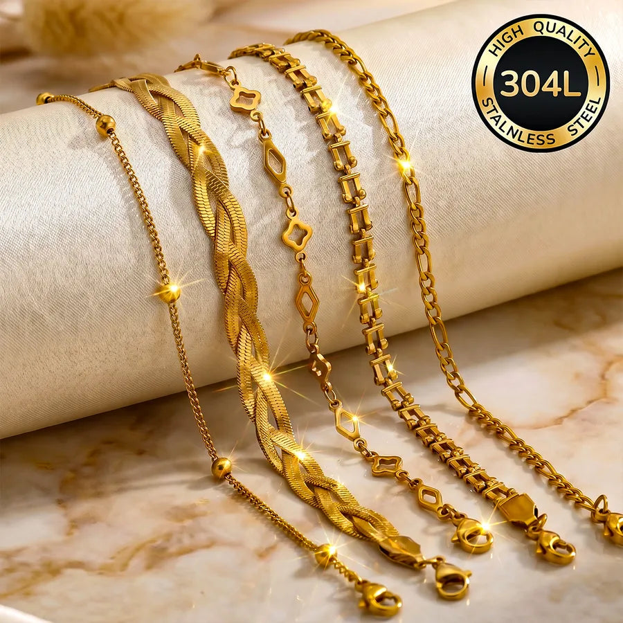 Pulsera de acero inoxidable 304 con diseño geométrico para mujer - imagen 6
