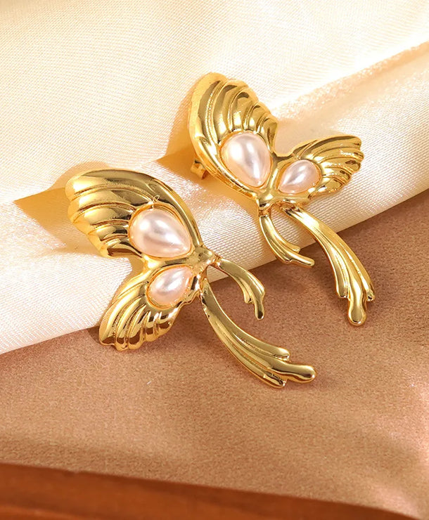 Aretes de acero inoxidable 304 con diseño de mariposa para mujer - imagen 6