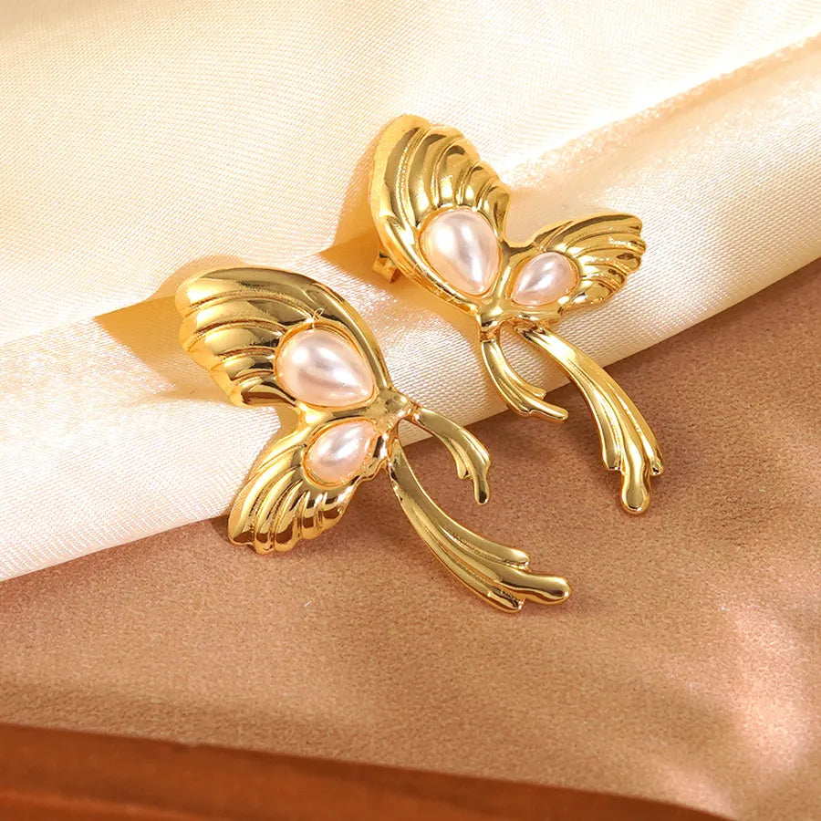 Aretes de acero inoxidable 304 con diseño de mariposa para mujer - imagen 6