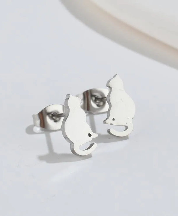 Aretes de botón de acero 304 con baño de oro 18K y diseño de animalitos - imagen 18