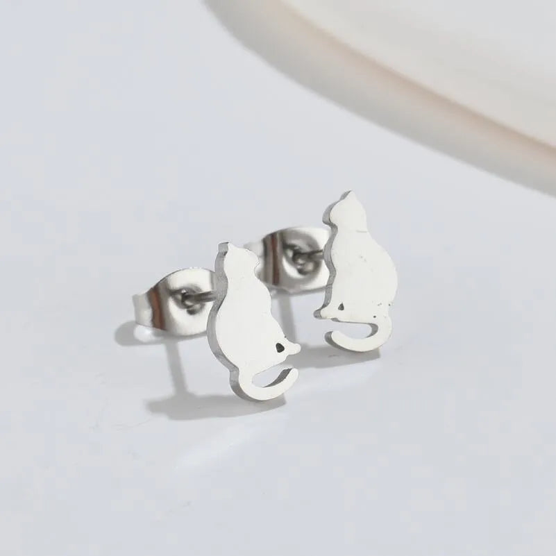 Aretes de botón de acero 304 con baño de oro 18K y diseño de animalitos - imagen 18