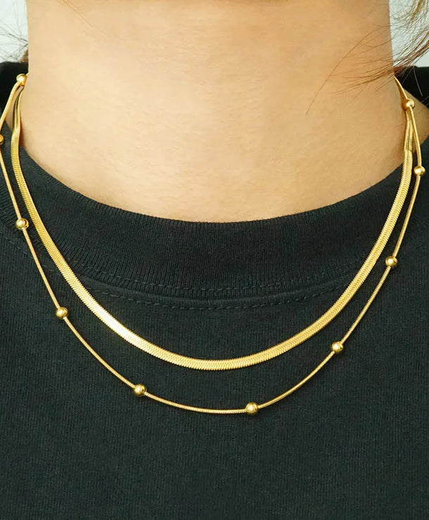 Collar de capas con baño de oro 18K para mujer en acero inoxidable 304