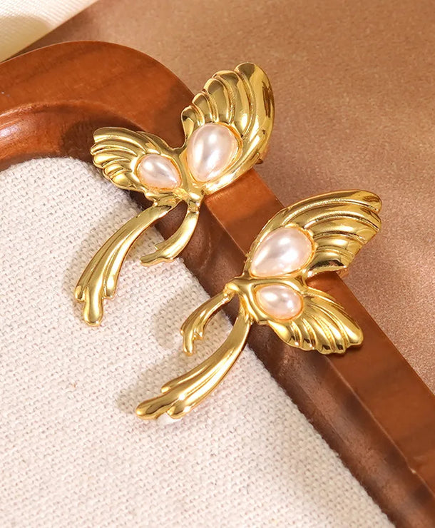 Aretes de acero inoxidable 304 con diseño de mariposa para mujer - imagen 2
