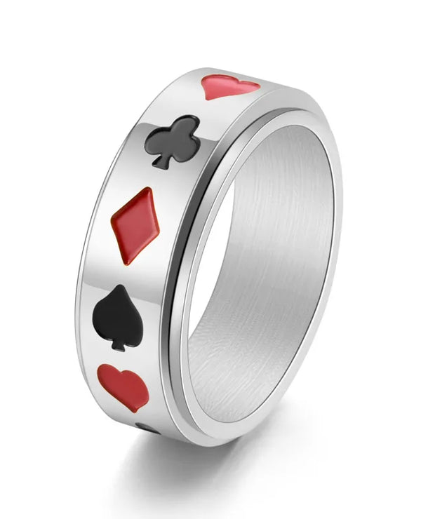 Anillos de acero de titanio para hombre con diseño de póker - imagen 7