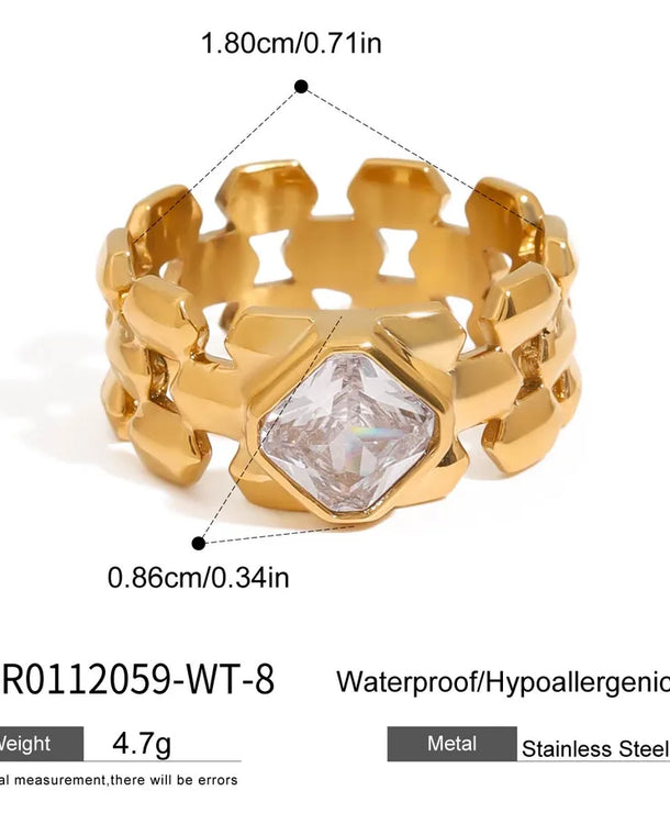Anillo de acero inoxidable con diseño geométrico, estilo sencillo - imagen 9