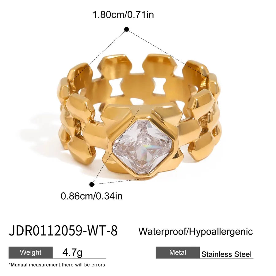 Anillo de acero inoxidable con diseño geométrico, estilo sencillo - imagen 9