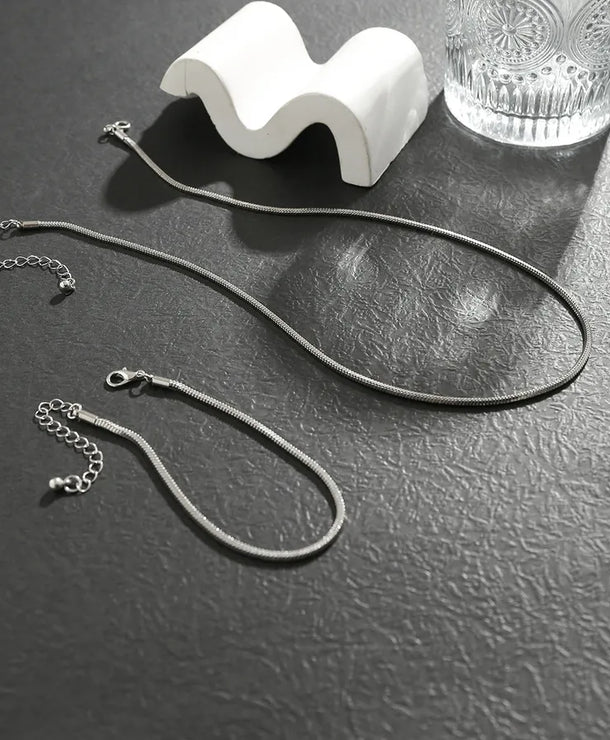 Set de collar y pulsera con cadena de cobre y diseño de serpiente, unisex - imagen 4