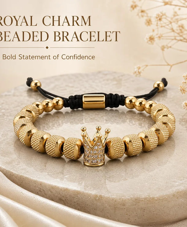 Pulsera de corona chapada en oro 18K con circonias, ajustable