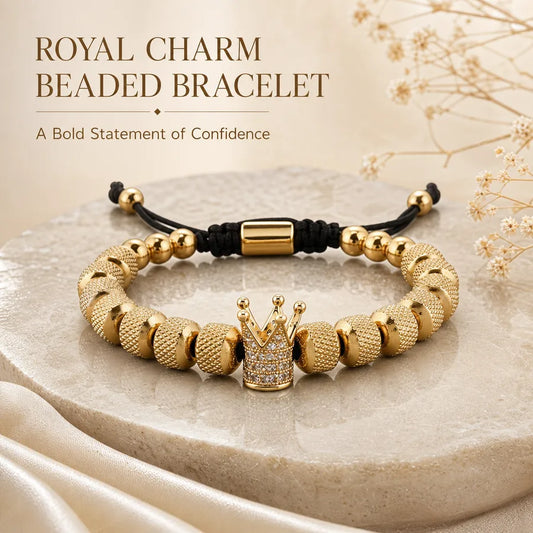 Pulsera de corona chapada en oro 18K con circonias, ajustable