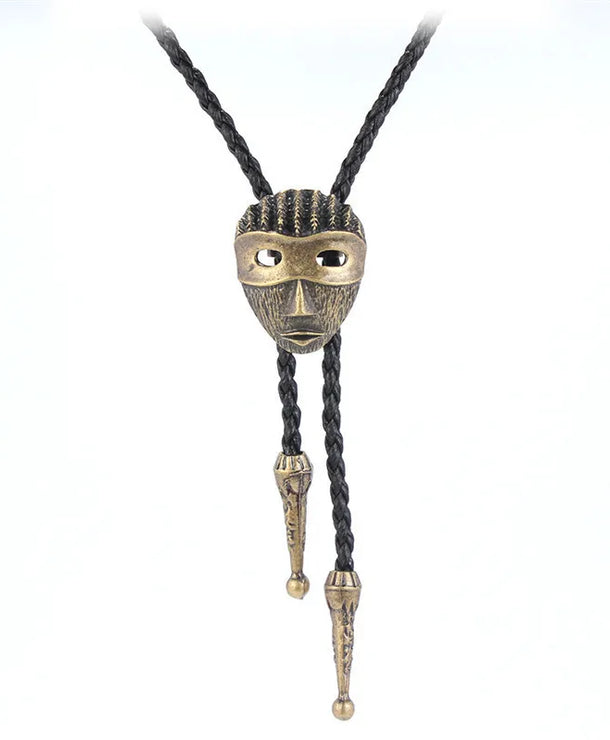 Corbata bolo de aleación con cordón de piel y dijes de estrella y calavera - imagen 26