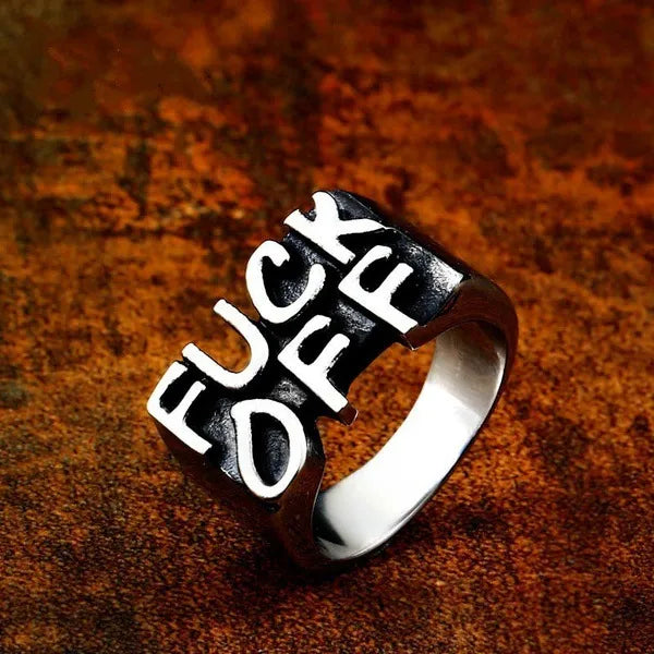 Anillo de aleación con diseño de letras, estilo punk unisex - imagen 5