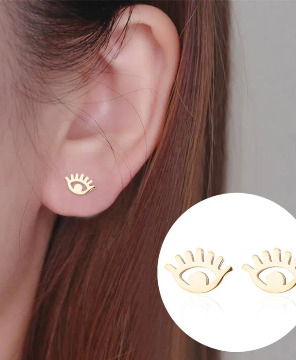 Aretes de botón de acero inoxidable 304 con diseño de ojo turco