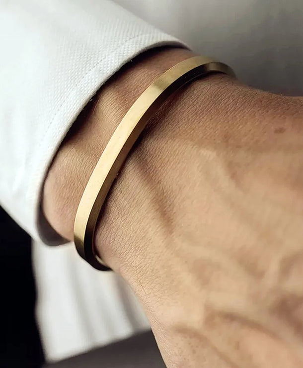 Brazalete de acero inoxidable 304 para hombre con diseño en forma de C