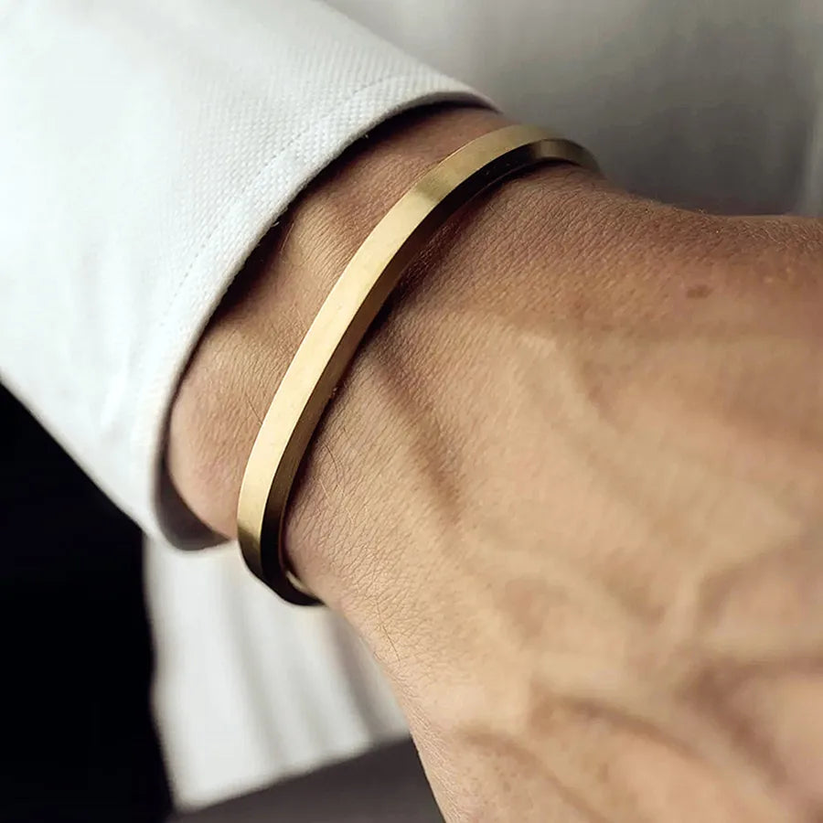 Brazalete de acero inoxidable 304 para hombre con diseño en forma de C