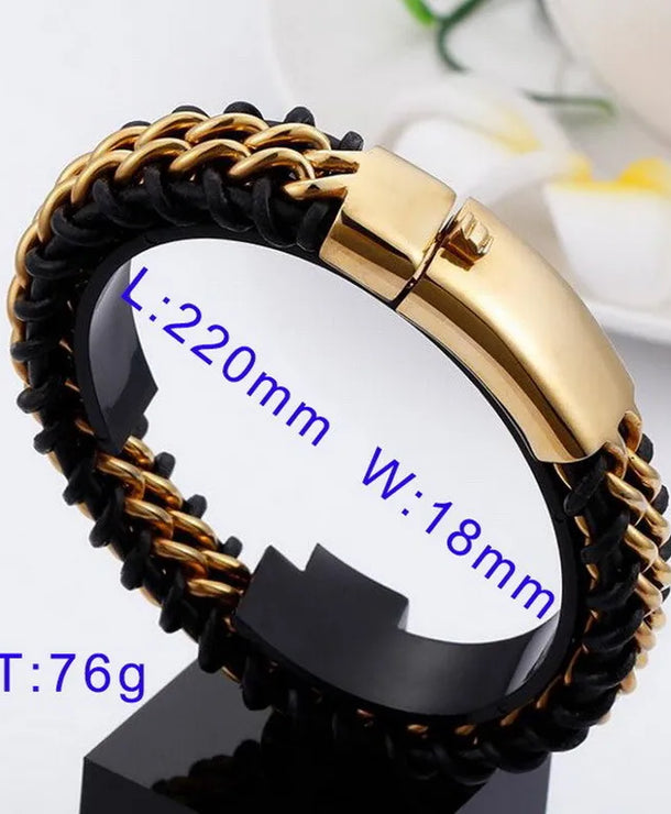 Pulsera de acero 304 con baño de oro 18K y diseño color block - imagen 7