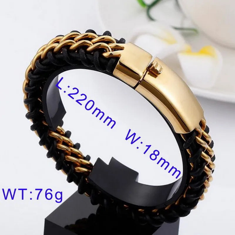 Pulsera de acero 304 con baño de oro 18K y diseño color block - imagen 7