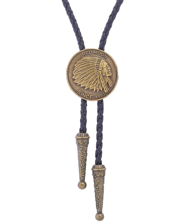 Corbata bolo de aleación con cordón de piel y dijes de estrella y calavera - imagen 22