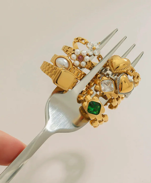 Anillo de acero inoxidable con diseño geométrico, estilo sencillo - imagen 4