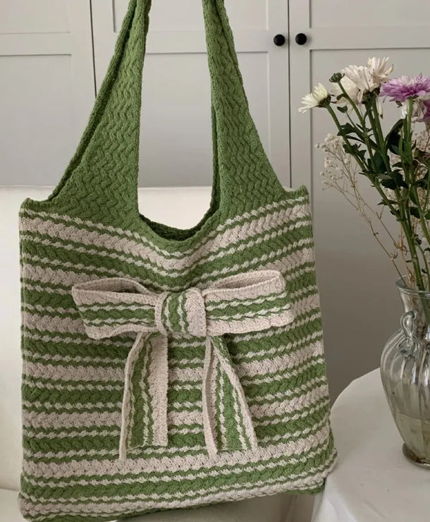 Bolso de hombro de poliéster con moño y tejido vintage para mujer - imagen 8