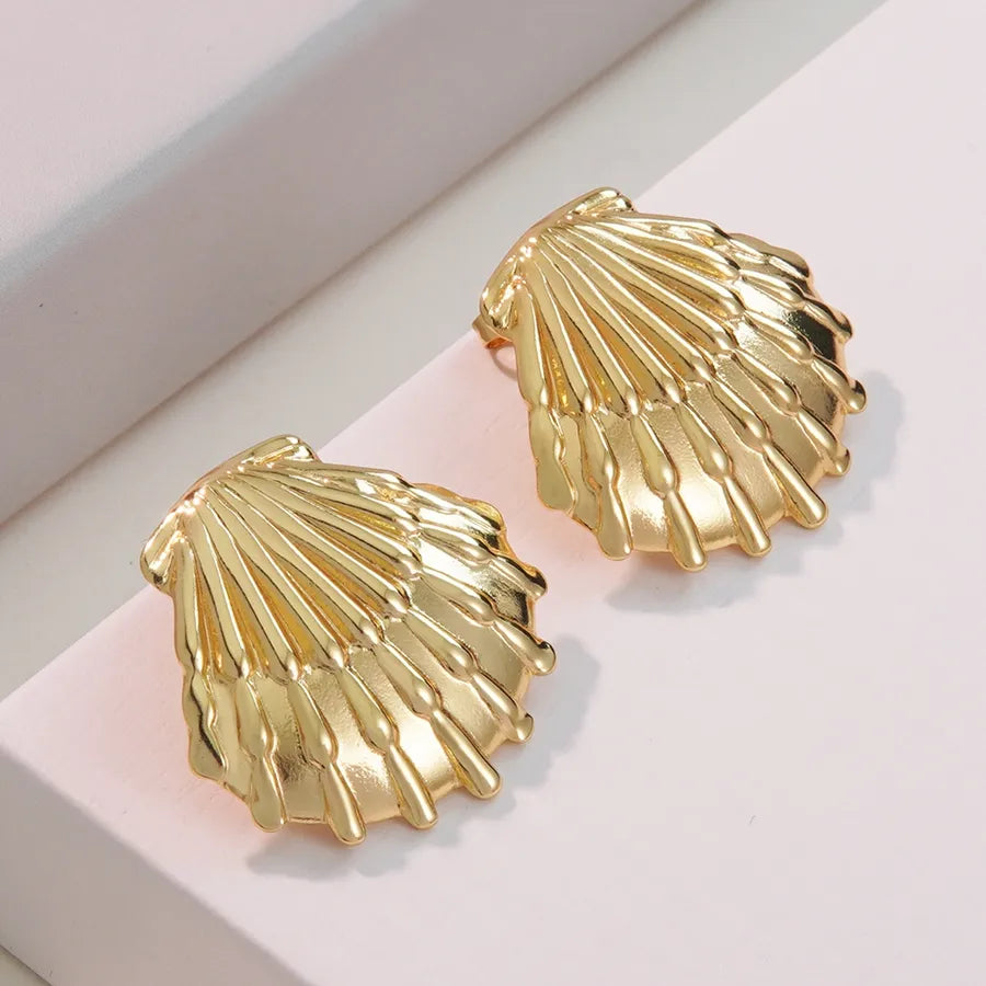 Aretes de botón de acero 304 con diseño de estrella de mar y concha - imagen 6