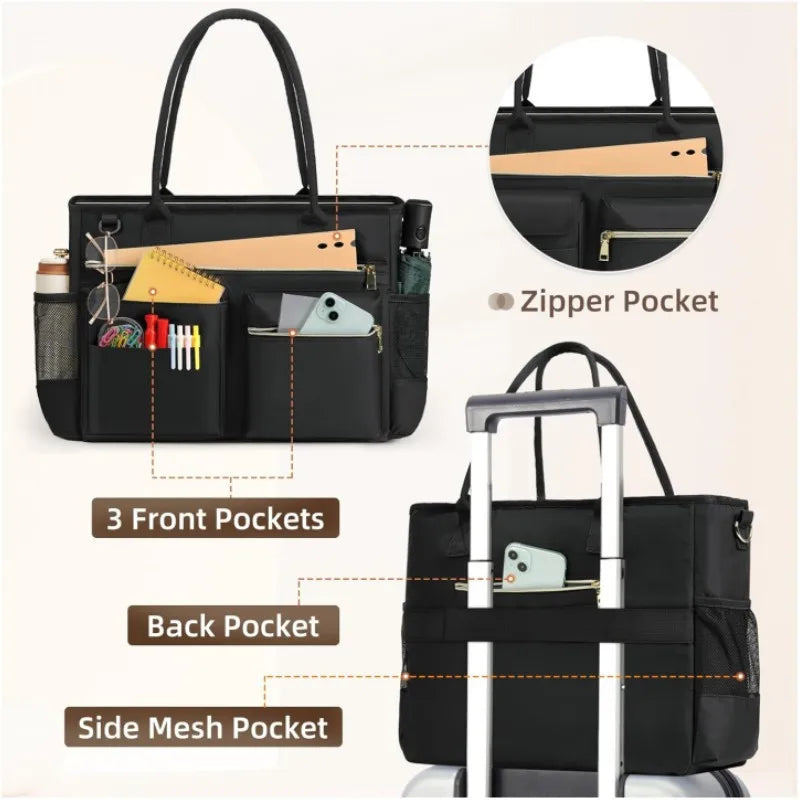 Bolso para laptop de cuadros en poliéster para mujer con asa superior - imagen 4