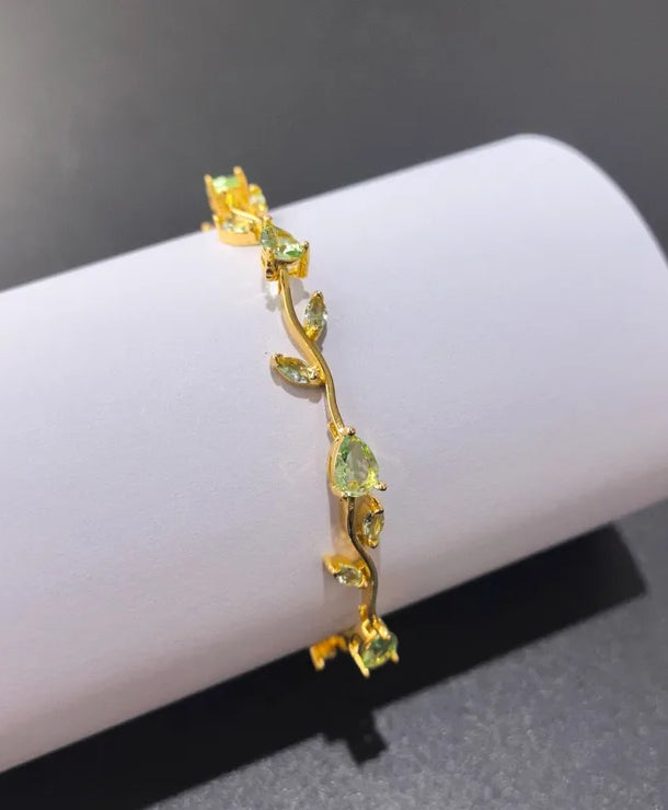 Pulsera de acero 304 con baño de oro 18K y diseño de hojas para mujer - imagen 10