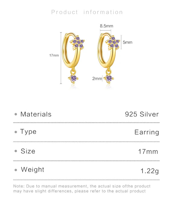 Aretes de plata esterlina 925 con baño de oro 18K y circonias geométricas - imagen 2
