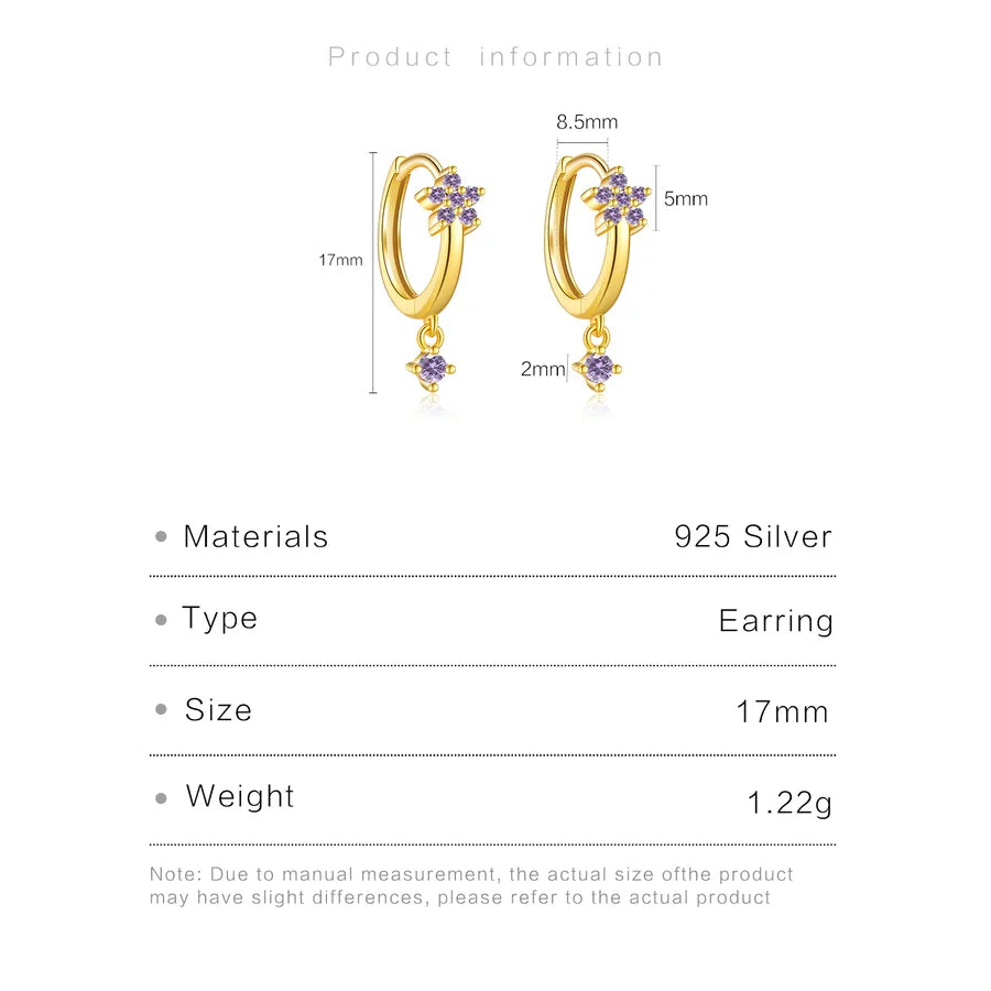 Aretes de plata esterlina 925 con baño de oro 18K y circonias geométricas - imagen 2